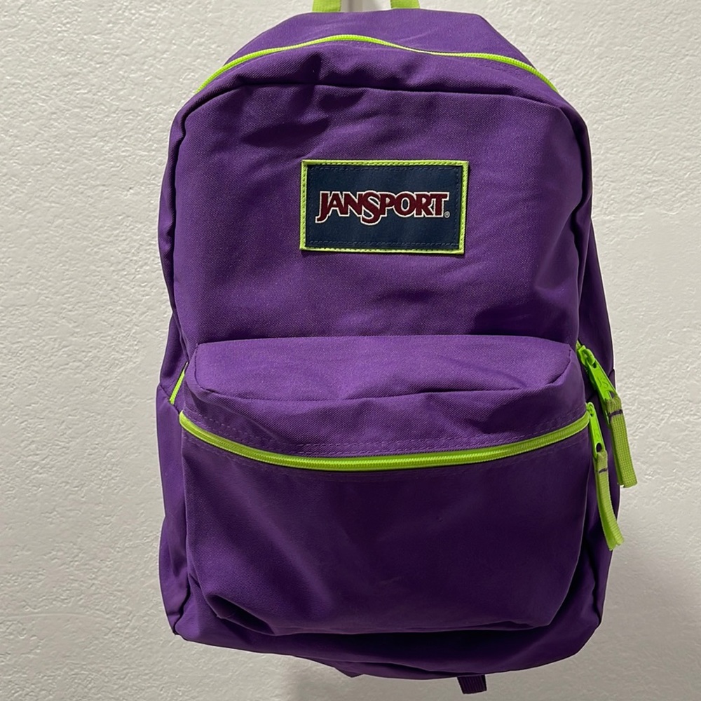 Purple and Green Jansport Backpack